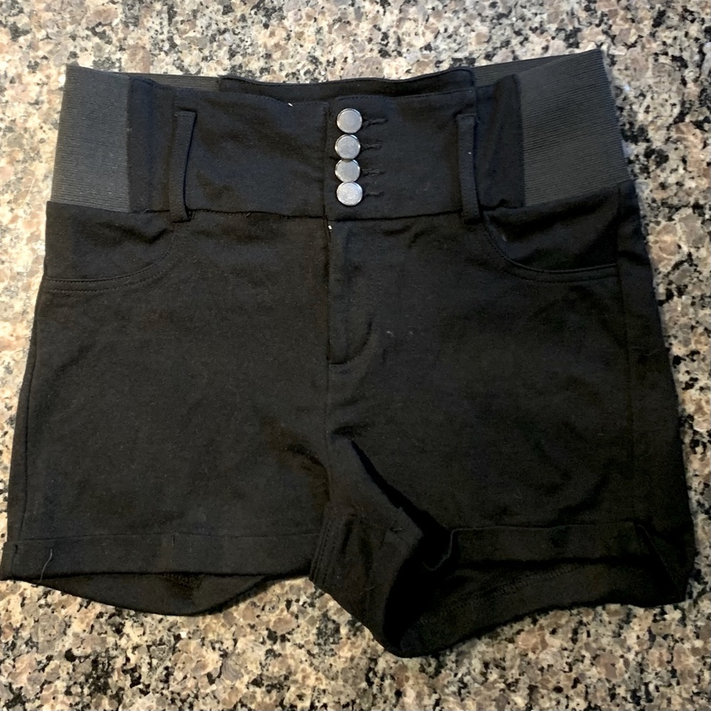 Black Knit High Waist Shorts